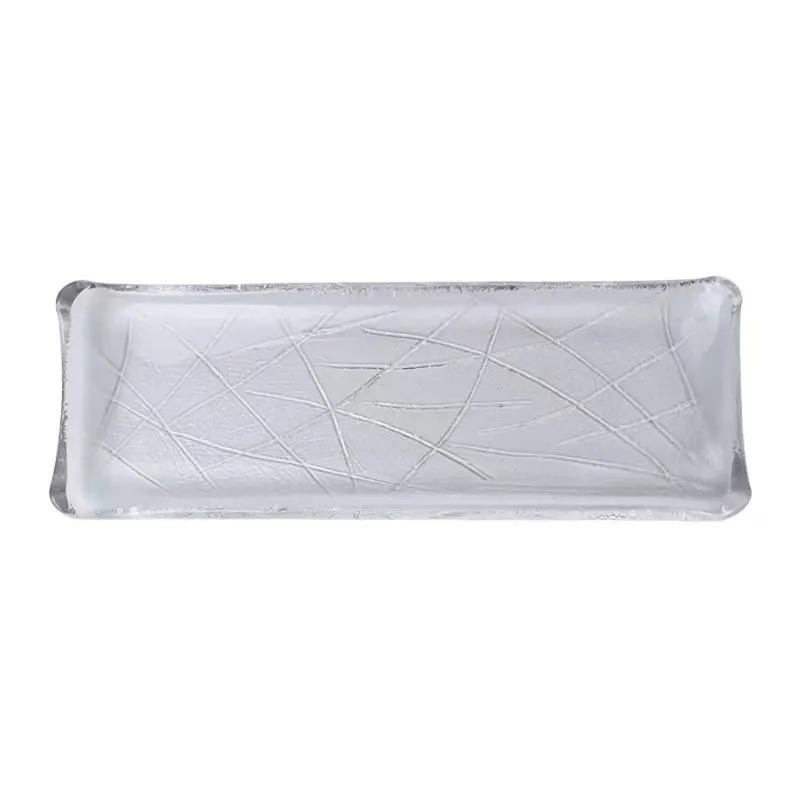 Japanese transparent glass long plate household palm print sushi plate sashimi cooking condiment dish tableware