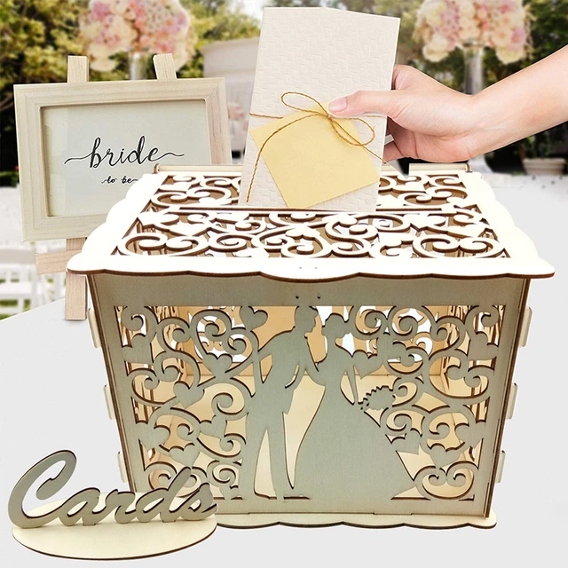 1set Wood Wedding Card Box With Lock And Cards Sign, Card Box For Wedding, Rustic  Wedding Box