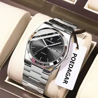 POEDAGAR montre-bracelet à Quartz pour hommes de luxe étanche lumineux Date semaine homme montre en acier inoxydable affaires montres de mode pour hommes 1