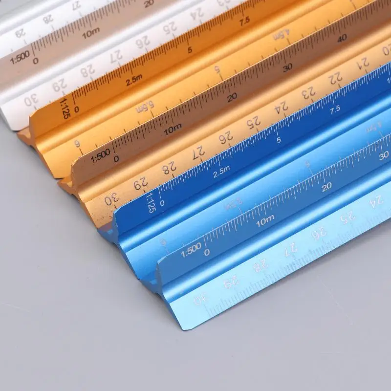 알루미늄 합금 삼각형 눈금자 부드러운 기술 측정 눈금자 15cm 30cm 다기능 ..