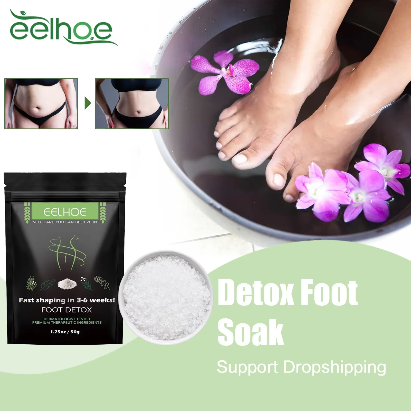 Detox Foot Soak Lympatic Drainage Fatigue Relief Improve Metabolism Belly Waist Fat Burning Slimming Clean Body Toxin Foot Soak