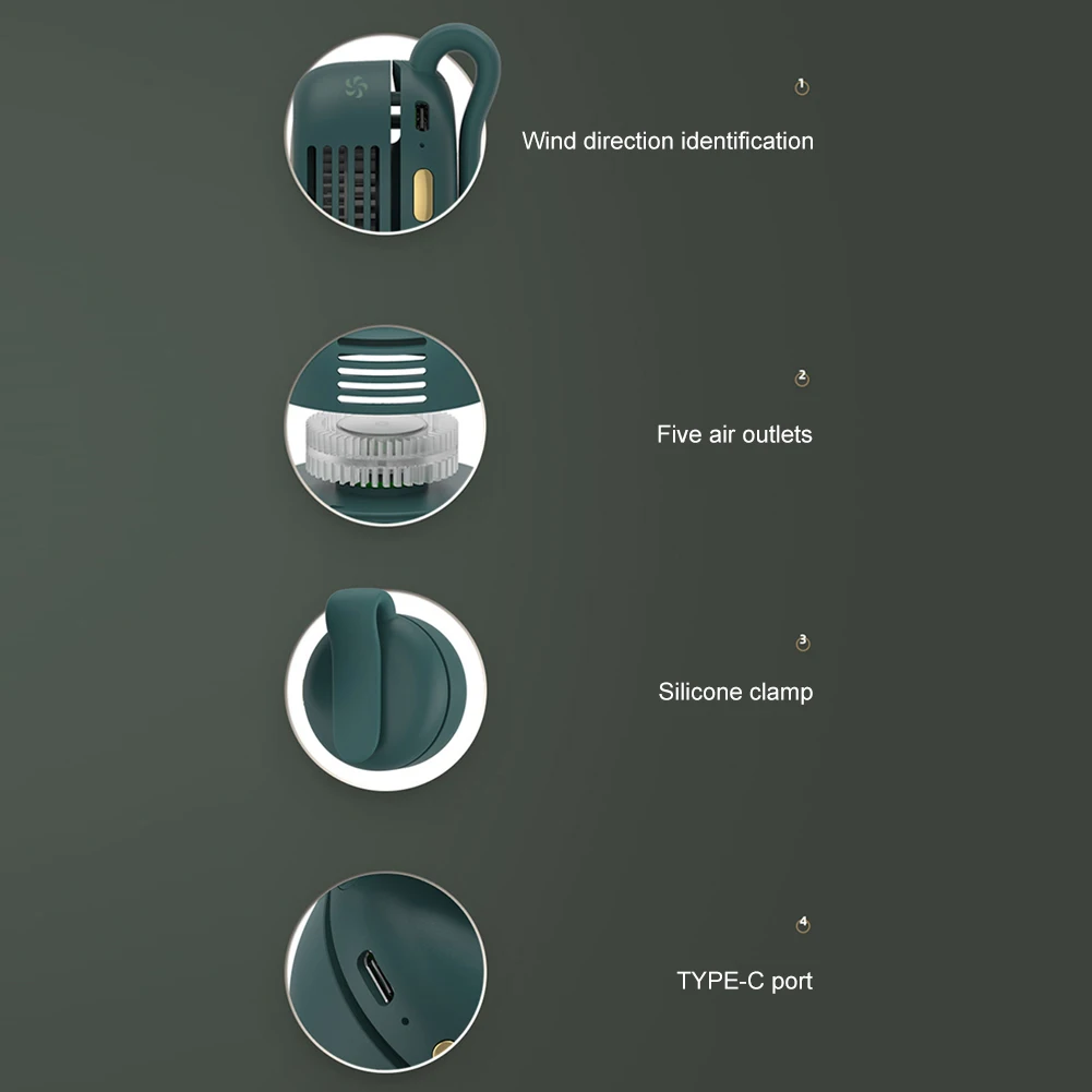 Portable Handheld Fan USB-C Rechargeable Electric Desktop Fan 360°Adjustable Strong Wind Bladeless Fan for Outdoor Sports