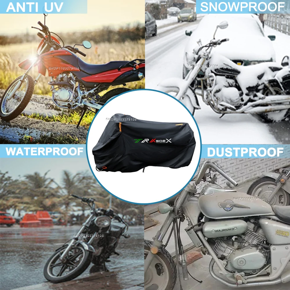 Motorcycle Cover Waterproof Outdoor All Season Dustproof UV Protective Moto Rain Cover for Benelli TRK 502x 502 motorcycle cover