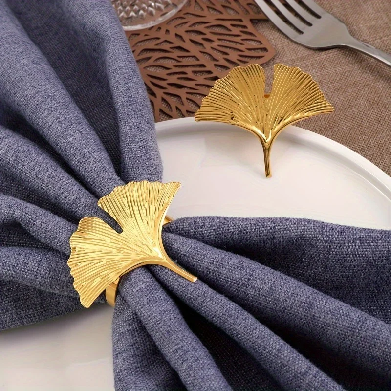 2pcs Ginkgo Biloba Napkin Clasp Napkin Ring for Farmhouse, Wedding, and Special Occasions - Perfect for Buffet Table Decoration