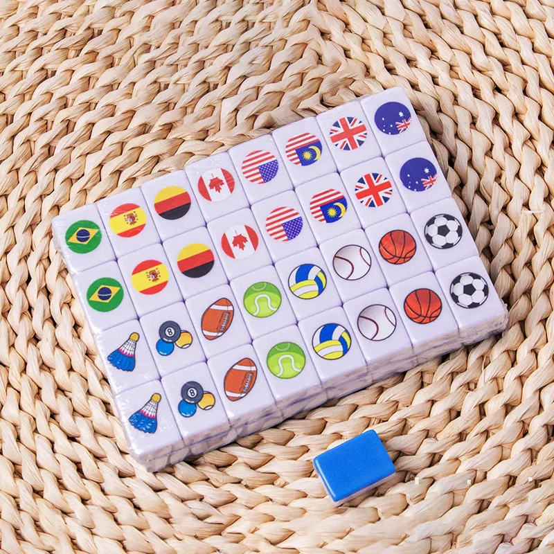Confezione semplice,65 Blocchi 30mm Seaside Escape Game in Stile Mahjong,Gioco Seaside Escape Fuga da Tavolo,per Bambini,in ABS Plastico,Gioco di Fuga,con DIY Adesivi in PVC-Tre adesivi extra (Blu