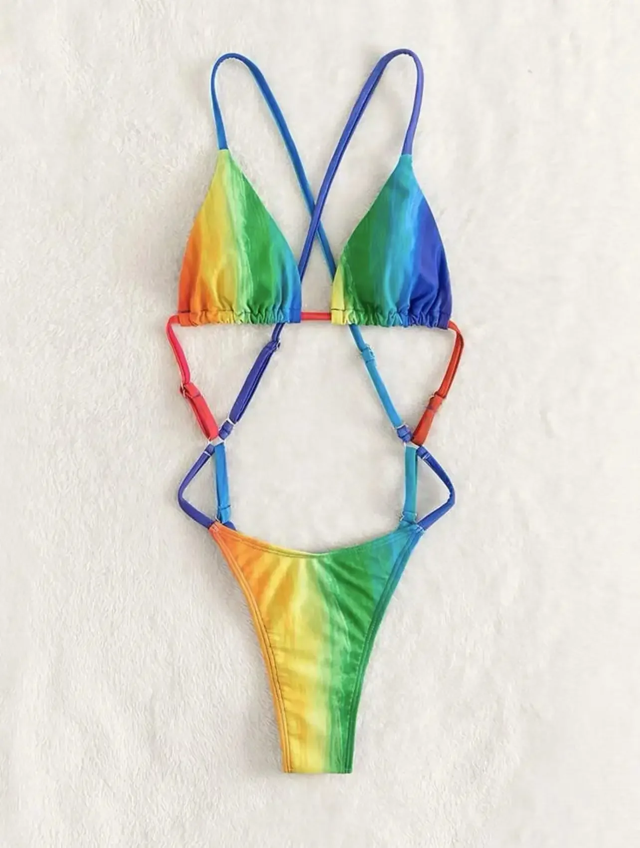 One Piece Swimsuit Sexy Gradient Color One Piece Swimsuit Colorful Patchwork Push Up Micro Bikini Beach Cut Out Bathing Suit Trikini Swimwear one piece swimsuit women swimsuit