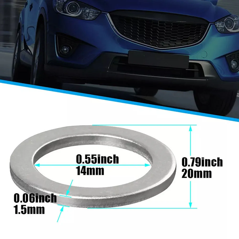 oil drain plug gasket oil drain plug seal washer o ring gasket sealing washers 100Pcs Washer Seal M 14 Aluminum Oil Drain Gasket Sealing O Ring Assortment For MAZDA MERCEDES BENZ SUZUKI