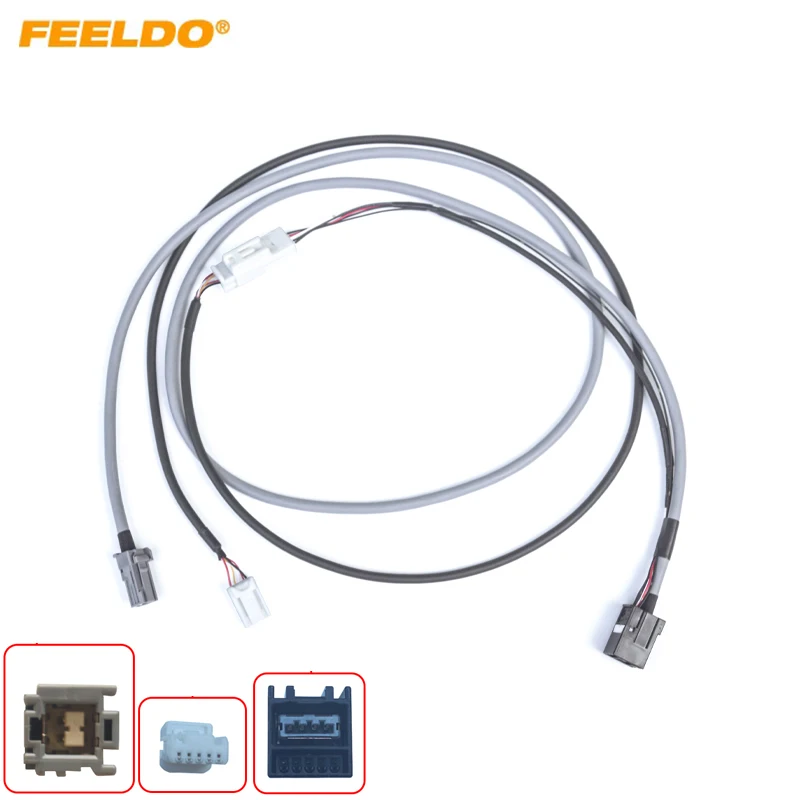 

FEELDO Car Audio USB AUX Interface Switch 5Pin Plug Adapter for Toyota Corolla Camry Reiz RAV4 Prius Highlander Harness Cable