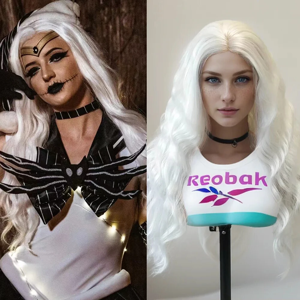 WIF White Wave Synthetic Hair Women Cosplay White Body Wave Heat Resistant Lace Front Wigs Natural Hairline Women Makeup Hair synthetic wig