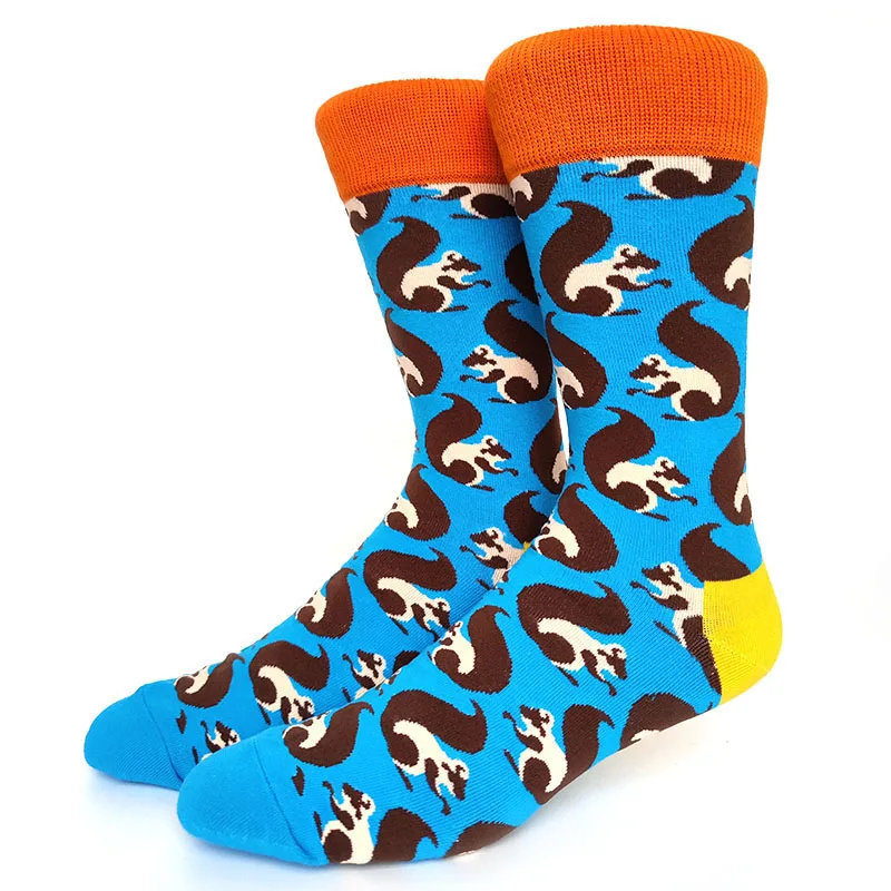 Men's Novelty Fun Graphic Cotton Socks - Unique Designs: Poker, Corgi, Frog, Burger, Piranha, Wolf, Avocado, Eagle