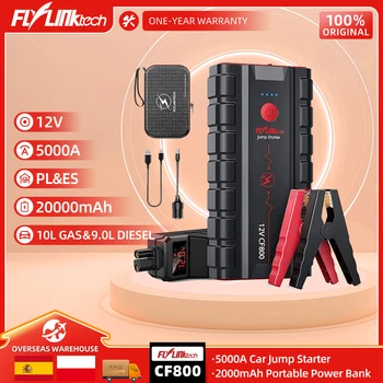 FLYLINKTECH 5000A Batteria per auto Salto di avviamento 20000mAh Banca di potere portatile Ricarica rapida Booster di emergenza Morsetto digitale intelligente