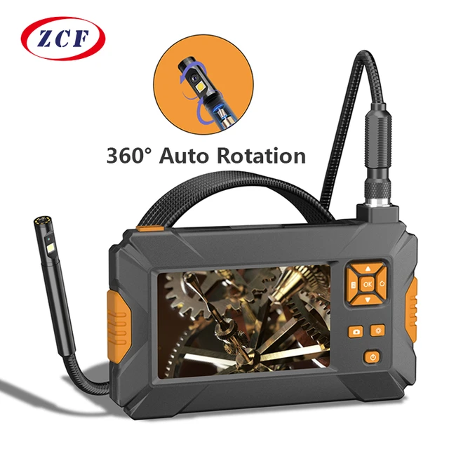 Endoscope Industriel Double Objectif à Rotation 360° Endoscopique Caméra  d'Inspection Boroscope avec 9 LED Caméra serpent étanche IP68 avec 4,5  Pouces avec Câble de 3 Mètres 32 Go Carte TF : : Auto et Moto