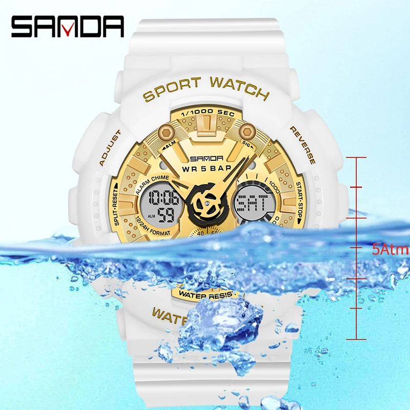 SANDA Brand Fashion Men Watches Sports Military Quartz Watches Men Waterproof S Shock Dual Display Clock Relogio Masculino