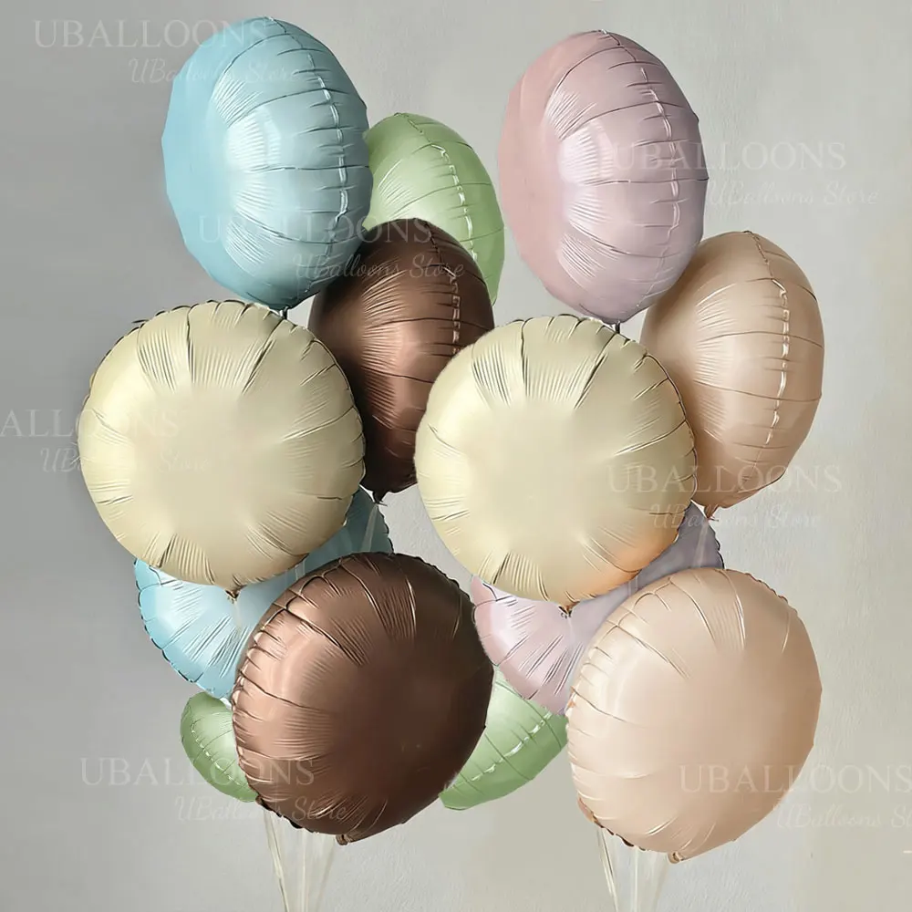 10 Stück beige Folienballons, 45,7 cm, Helium Air, Boho, cremebraun, staubiges Rosa, blau, runde Luftballons für Geburtstag, Babyparty, Dekoration