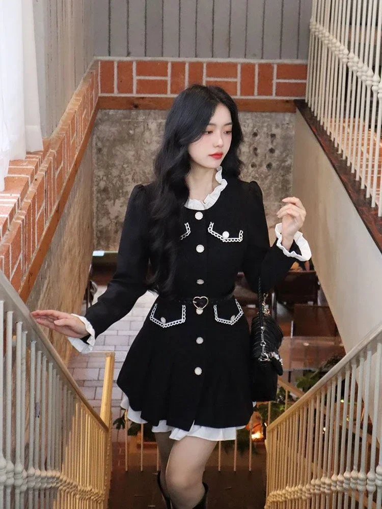 【Babylclub】Kitty gal mini dress ★韓国人気★追跡可能★ 2024 New Pink Kawaii Y2k Mini Dress Woman Long Sleeve