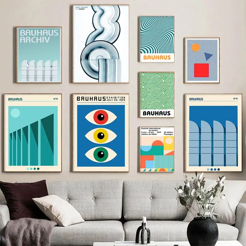 

Bauhaus Illustration Lines Pattern Canvas Painting Modern Nordic Abstract Wall Art Posters and Prints Pictures Living Room Decor