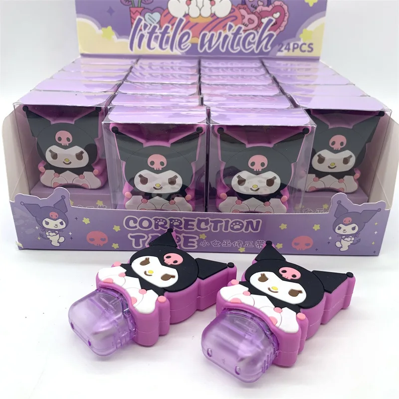 4pcs Hello Kitty Kuromi Melody Student Correction Manual 8m*5mm Double Sided Adhesive Dots Glue Tape School Stationery Supplies