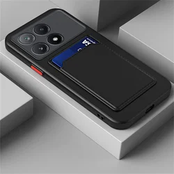 Silicone Card Slot Wallet Case - Candy Color Shockproof Matte Soft Cover for redmi turbo 3 (Black)