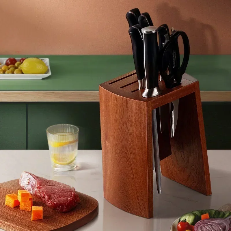 Kitchen Knife Holder Wood Hollow Mould Proof Multipurpose Knives Storage Rack Durable Desktop Vertical Chef Stand Block Magnet