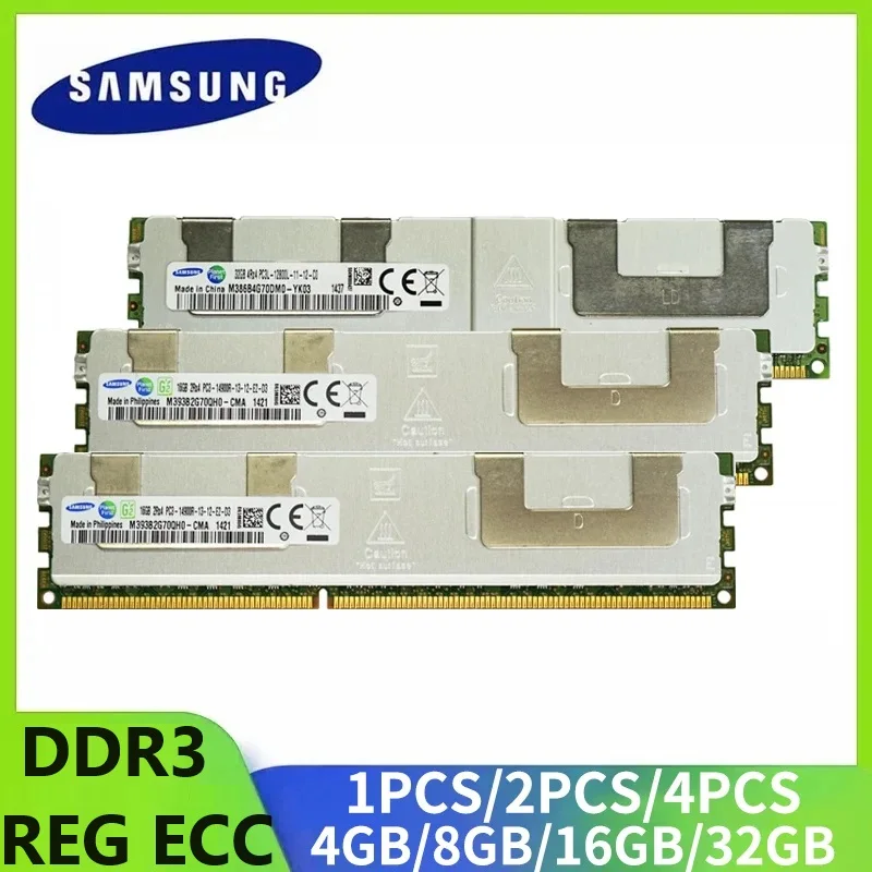 Серверная ОЗУ Samsung DDR3, память 4 ГБ, 8 ГБ, 16 ГБ, 32 ГБ, память REG ECC 1066, 1333, 1600, 1866 МГц, PC3, ОЗУ с поддержкой материнской платы x79 LGA 2011