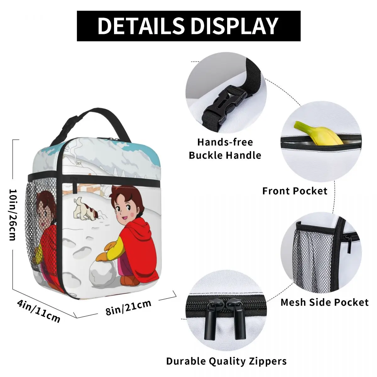 Cartoon Anime Alps Heidi Funny Insulated Lunch Bag for Women Portable Mountain Girl Thermal Cooler Lunch Tote Office Work School