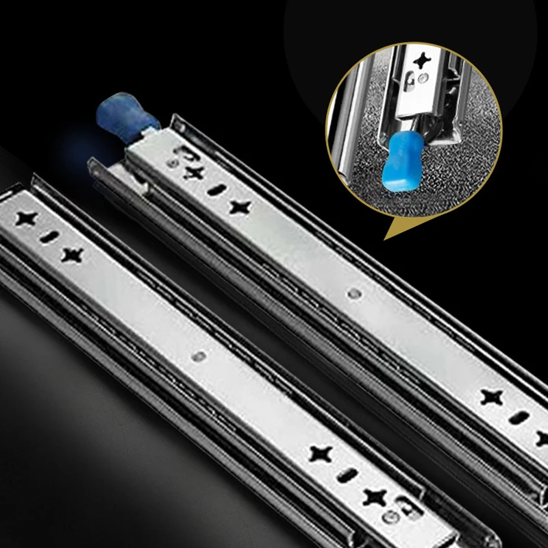 Drawer Slides 25-135CM Stainless Steel Heavyduty with Lock Slide Keyboard Silent 2-Fold Guide Rail Cabinet Furniture Hardware