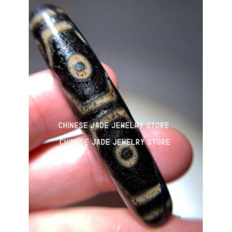

Tibetan Old Dzi Bead ‘ 10 Eyes ’ Amulet Pendant 55.3mm x 12.3mm