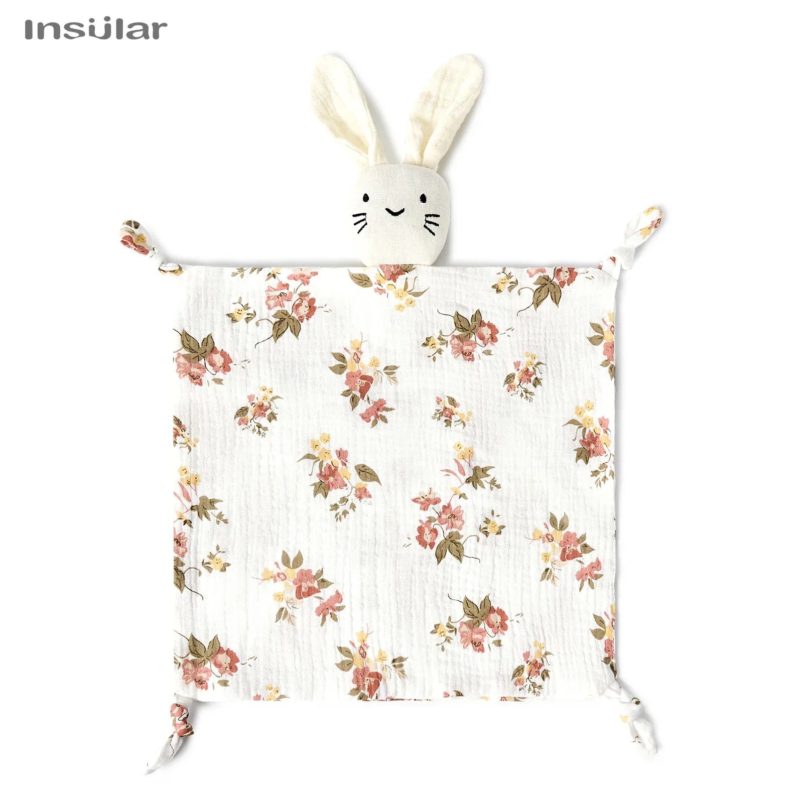 

Soft Cotton Muslin Baby Bib Stuffed Rabbit Doll Newborn Appease Towel Security Blanket Baby Sleeping Cuddling Towel Facecloth