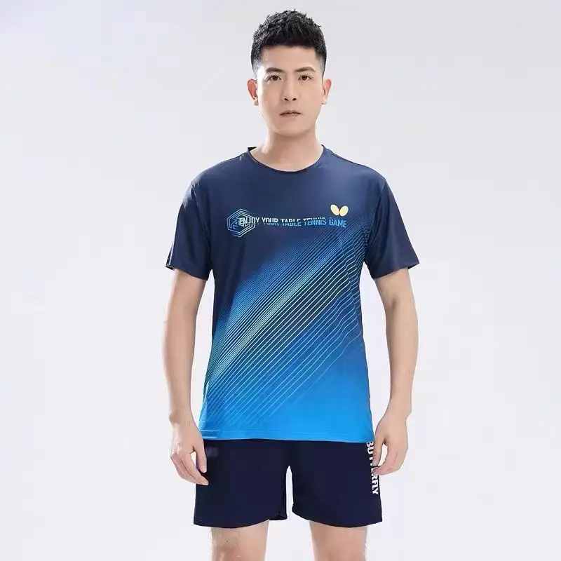 Customized a set of men's and women's table tennis shorts quick dry breathable half sleeve can be printed LOGO