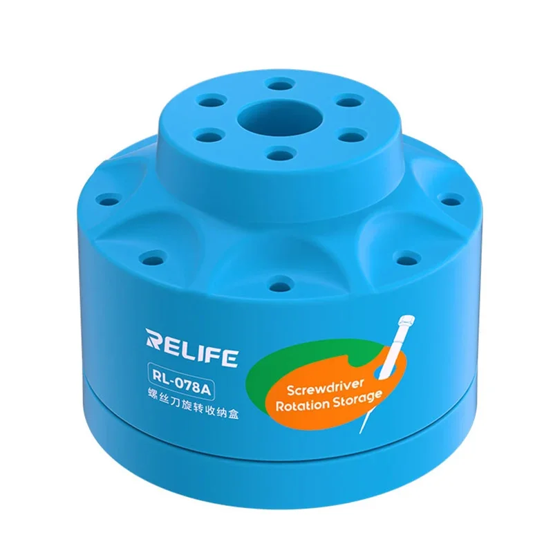 RELIFE RL-078A Screwdriver Rotating Storage Box for Mobile Phone Repair Multiple Holes Soldering Iron Tips Storage Holder