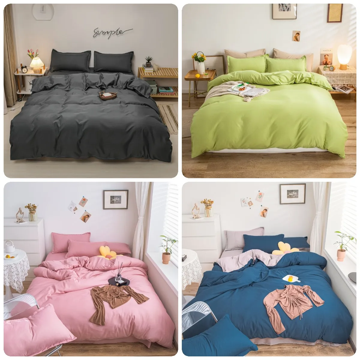 Solid Color Bedding set Sanding Bed Duvet Cover Twin Queen King Quilt Comforter cover sheet pillowcase 9 |