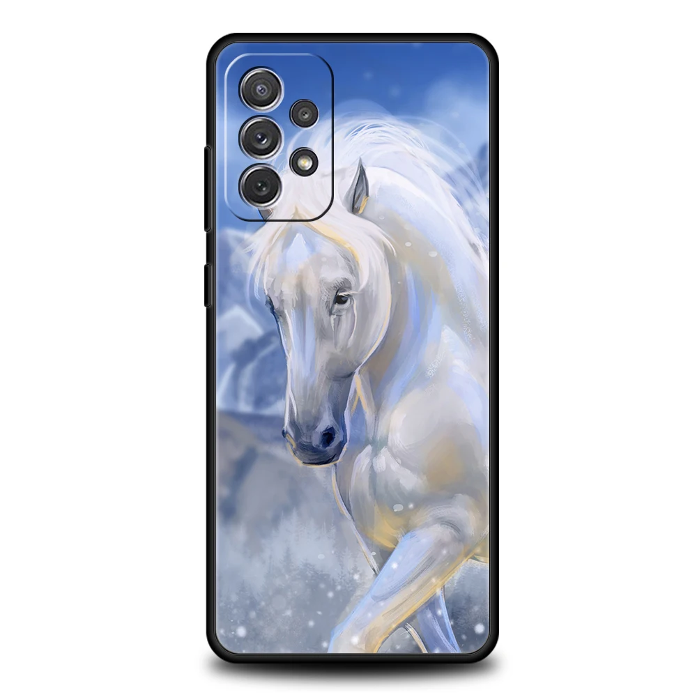 Luxury Horse Design Silicone Phone Case - Elegant Protective Cover