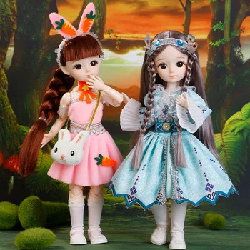 BJD Doll and Clothes Multiple Removable Joints 30cm 1/6 3D Eyes Doll Girl  Dress Up Birthday Gift Toy