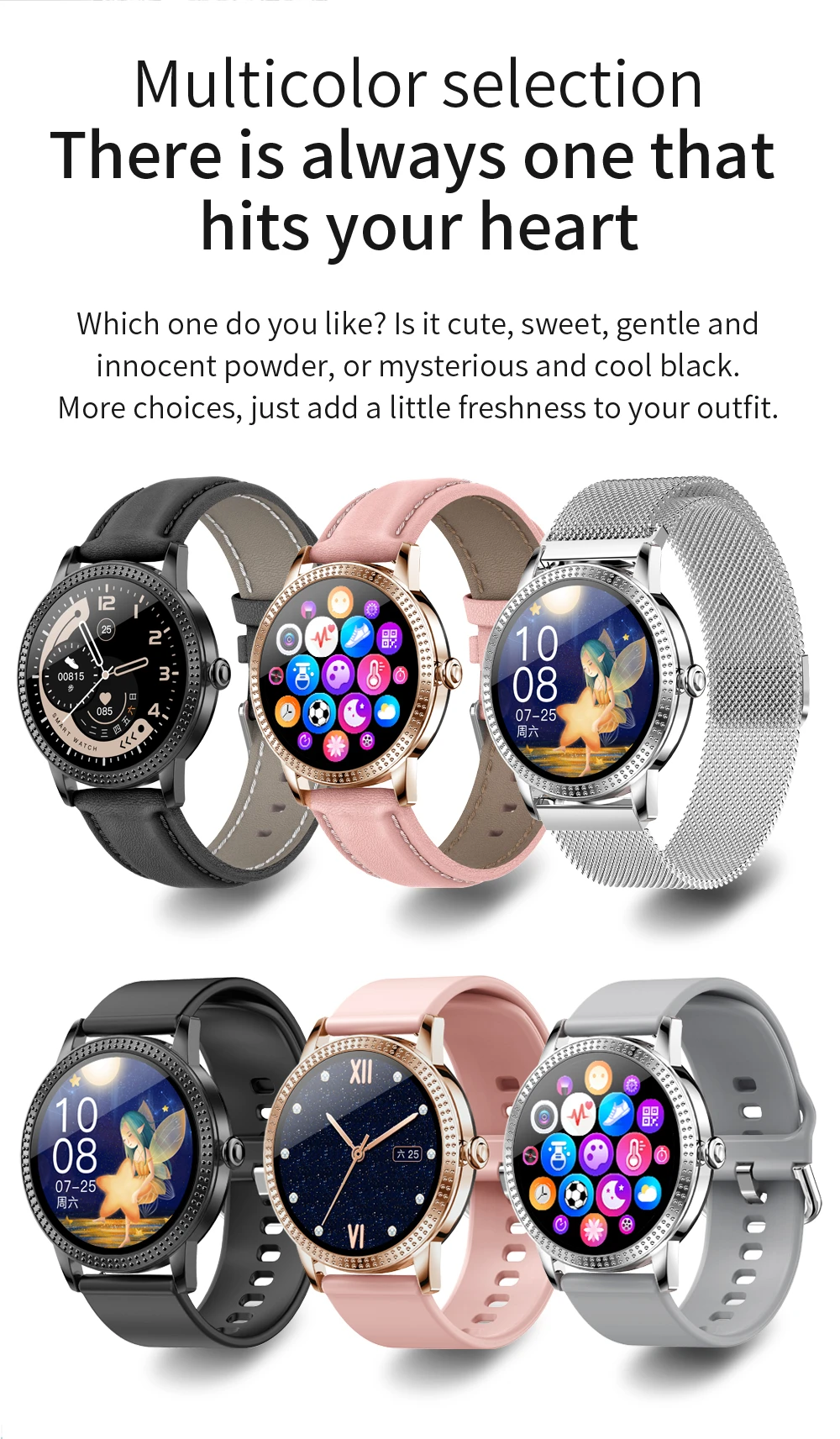 CF18P Men Women Fashion Smart Watch Full Touchscreen Waterproof Pedometer Heart Rate Blood Pressure Reminder Couple Smartwatch