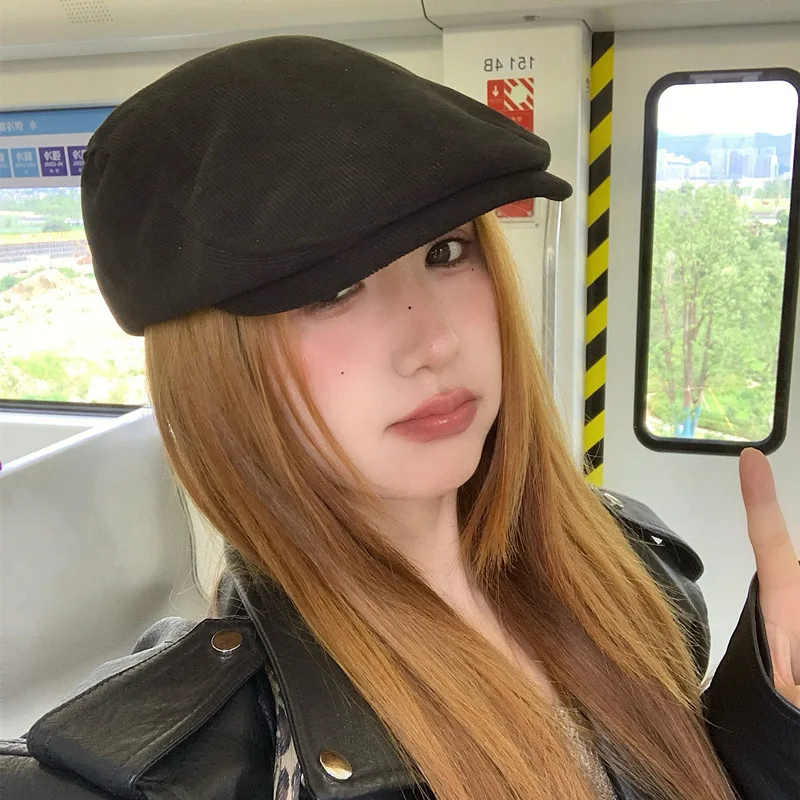 Autumn Corduroy Beret Hat Men Sun Hats solid color Berets Vintage Style Newsboy Caps Flat Ivy casquette Adjustable Cabbie Hat beret hat newsboy cap newsboy hat woolen beret