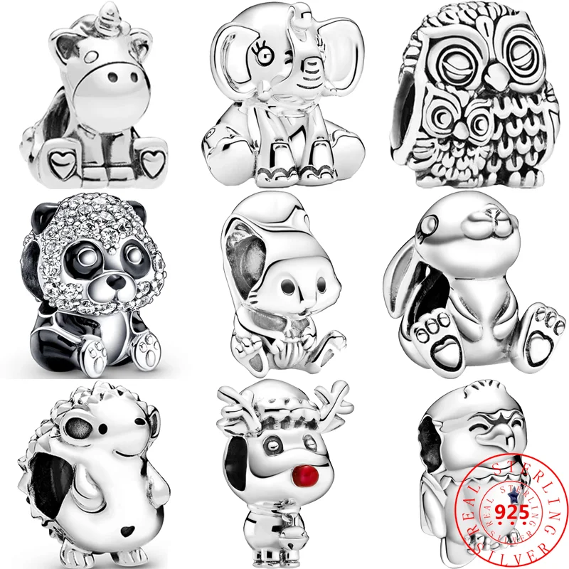 fit original pandora charms bracelet women europe jewelry accessories new 925 sterling silver mask bear panda cute fashion beads 100% 925 Sterling Silver Unicorn Owl Panda Condor Rabbit Squirrel Fashion Beads Fit Original Pandora Charms Bracelet DIY Jewelry