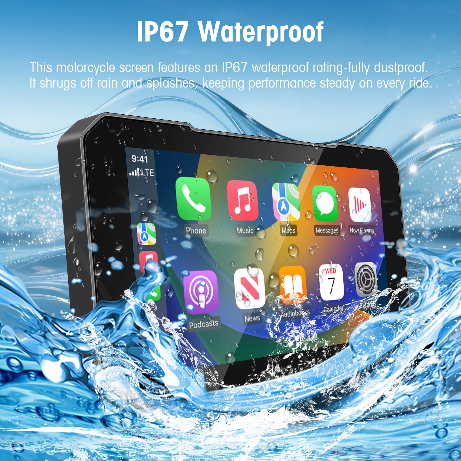 Ezonetronics 5인치 터치스크린 오토바이 카플레이 스크린 무선 카플레이 및 안드로이드 오토 지원 IP67 방수