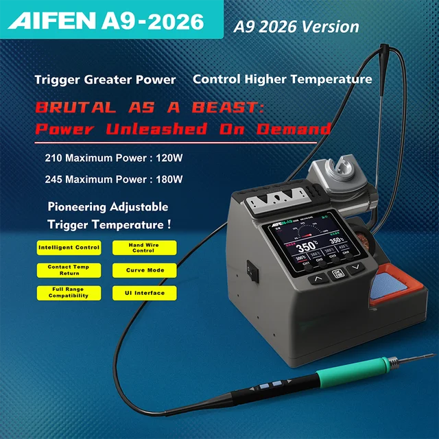 كاوية لحام احترافية AIFEN A9 (إصدار 2026) – قدرة 180 واط تدعم مقابض C210 3