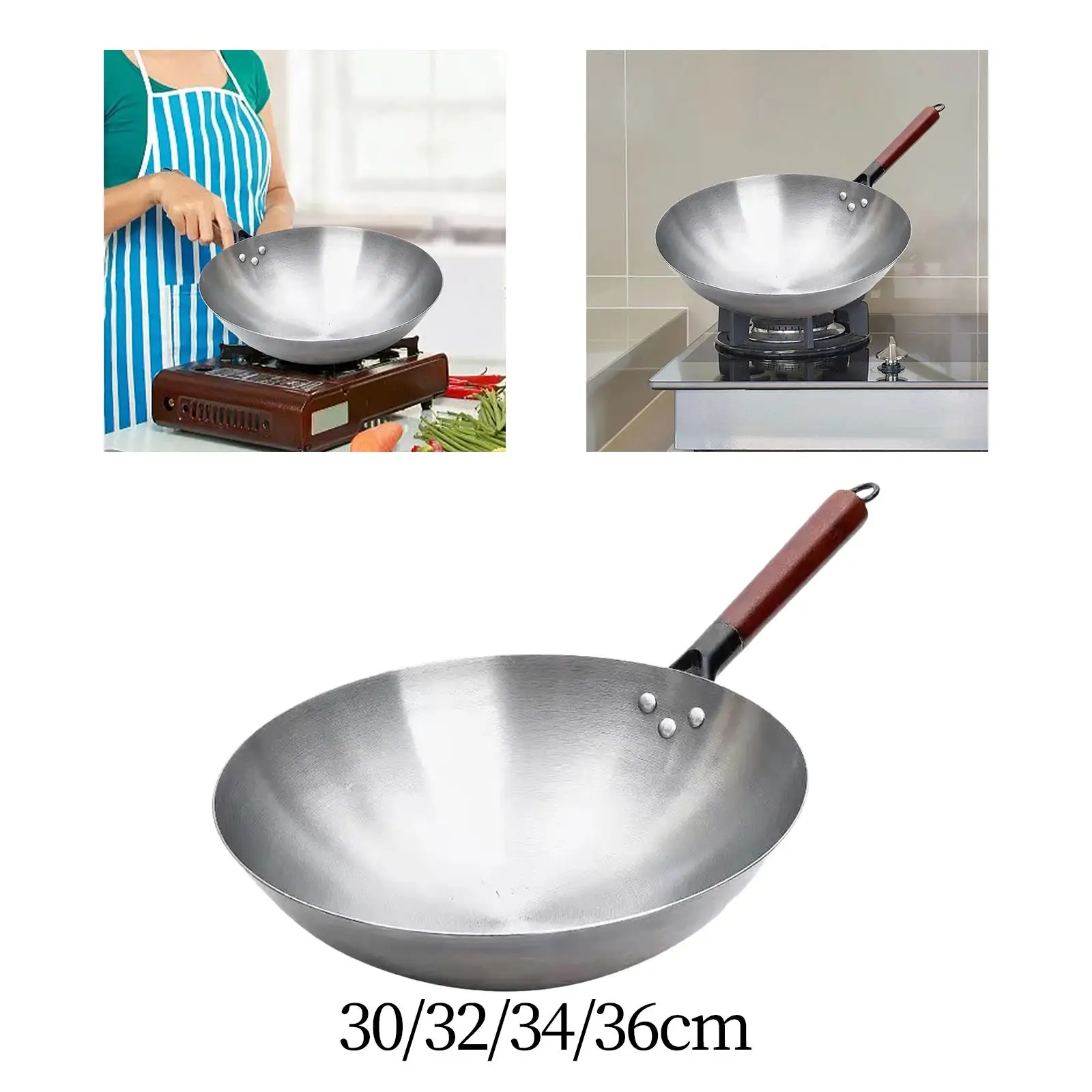 Frying Pan Nonstick Skillet Multifunctional Iron Food Stalls Portable Household Restaurant Lightweight Omelette Pan Wok Pan