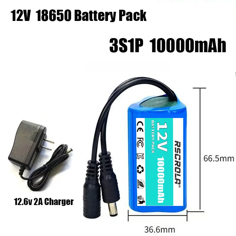 12V 20Ah-50Ah 3S5P 18650 Lithium Ion Battery Pack with BMS + Charger Super Large Capacity Rechargeable DC12.6V image 11