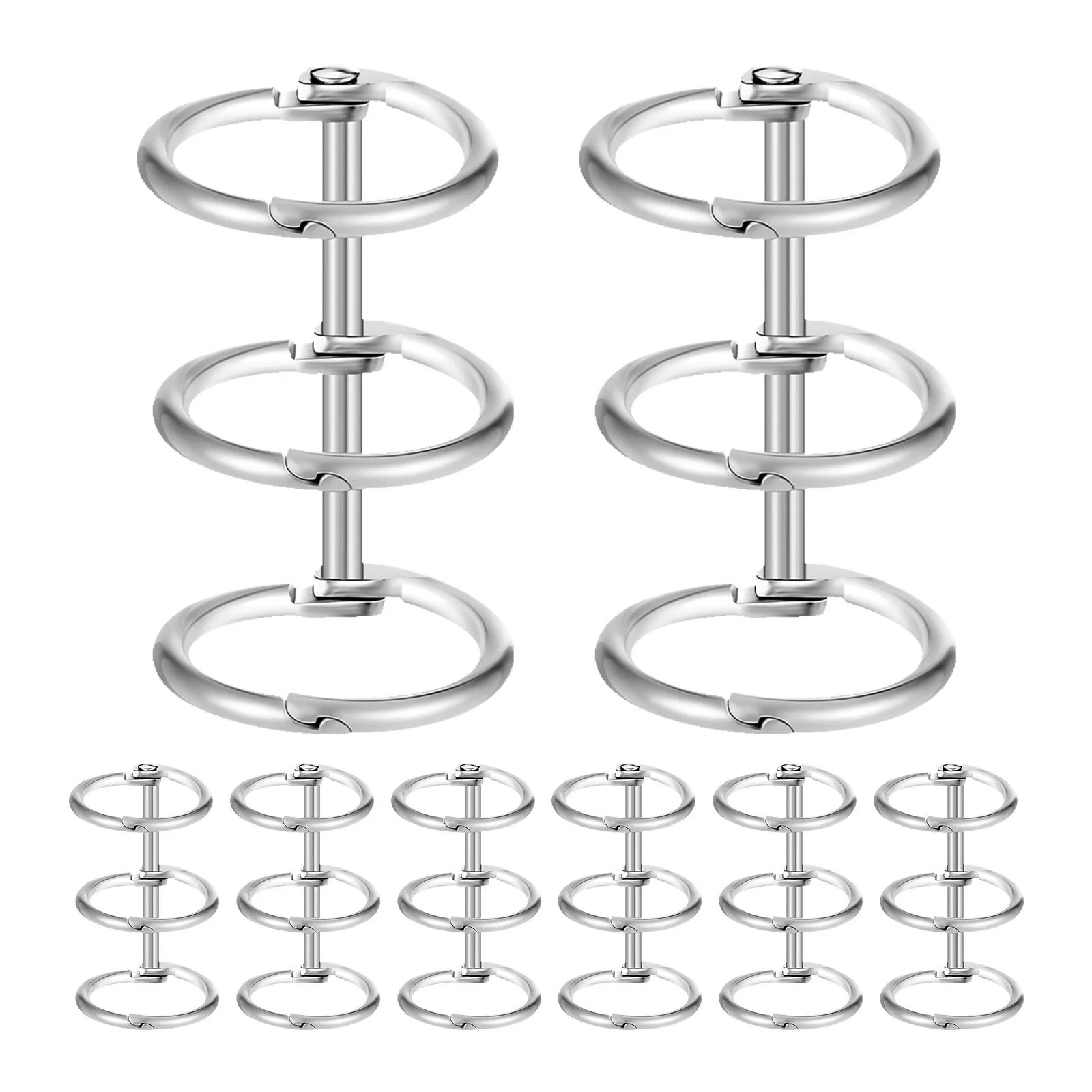 8Pcs 튼튼한 녹슬지 않는 금속 노트북 바인딩 링 학생 교사 예술가를위한 3-링 스냅 분할 힌지 디자인 스크랩북 일기