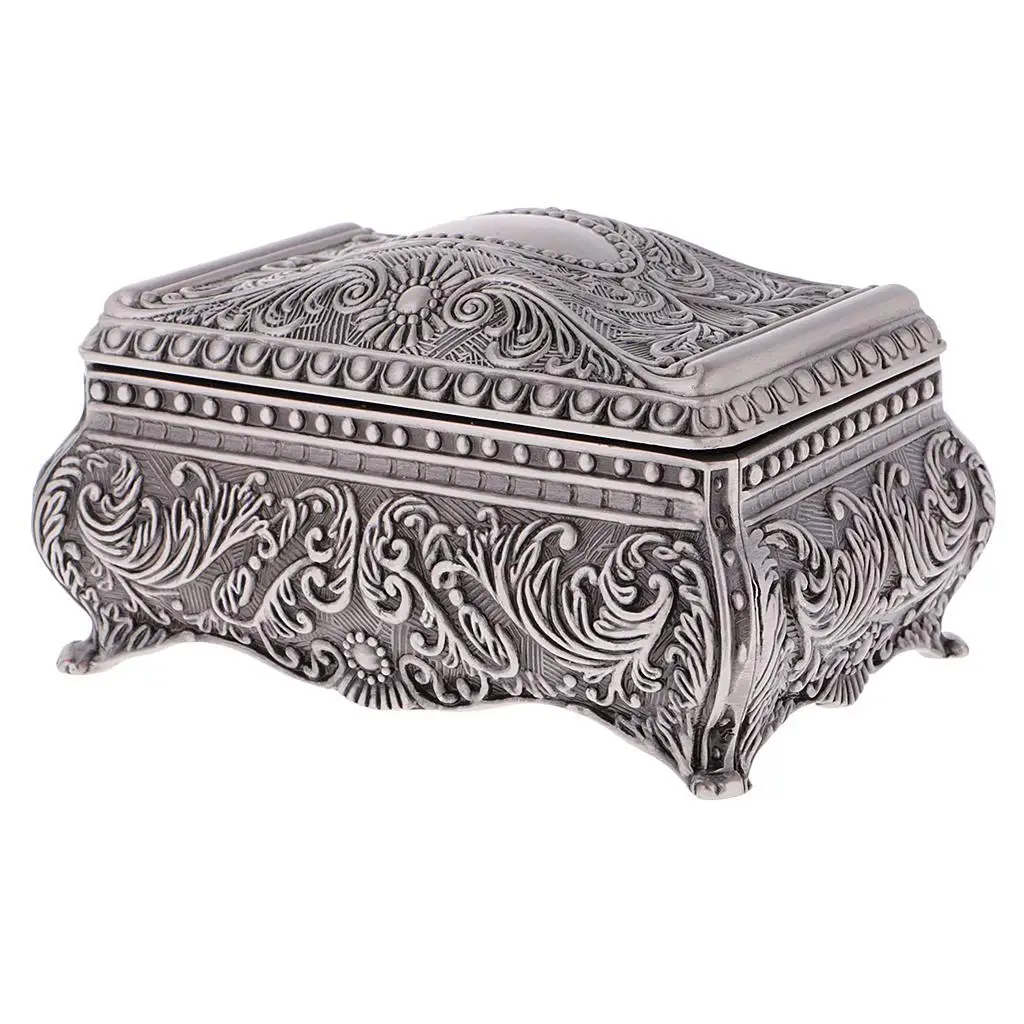 

Retro Rectangle Jewelry Box Flower Sculpture Trinkets Chest Jewelry Case Room Decorations Organizer Casket Jewelry Display