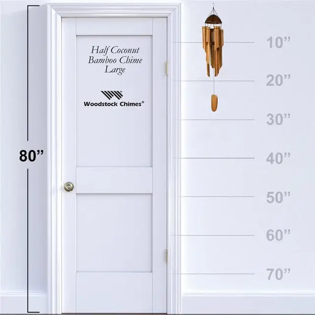 Bambuszszél Csengő Nagy Cső Kókuszdió Fa Kézzel Készített Beltéri És Kültéri Fal Függő Szél Csengőcsarnokok Díszítése - Image 3