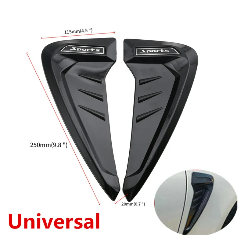 2Pcs ABS Plastic Car Side Air Outlet Air Flow Mudguard Air Inlet Sticker Shark Gill Air Outlet Simulation Exterior Decoration