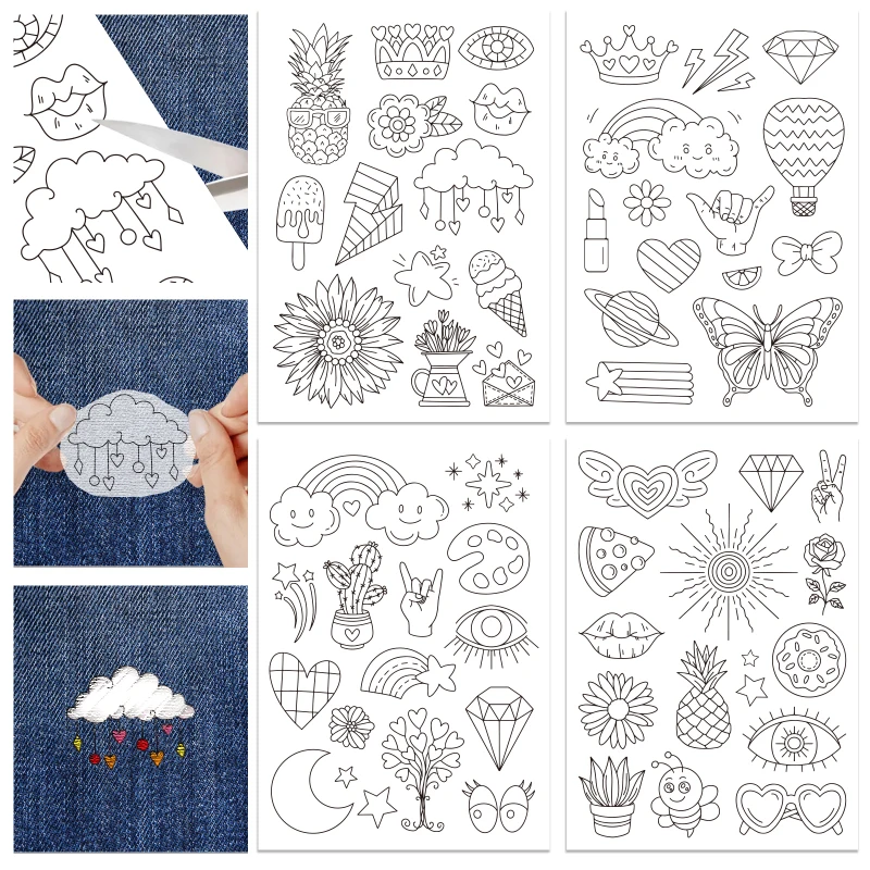 Stabilisateur Soluble Pour Broderie - Motifs Insectes 50 Pièces 29,7x21cm