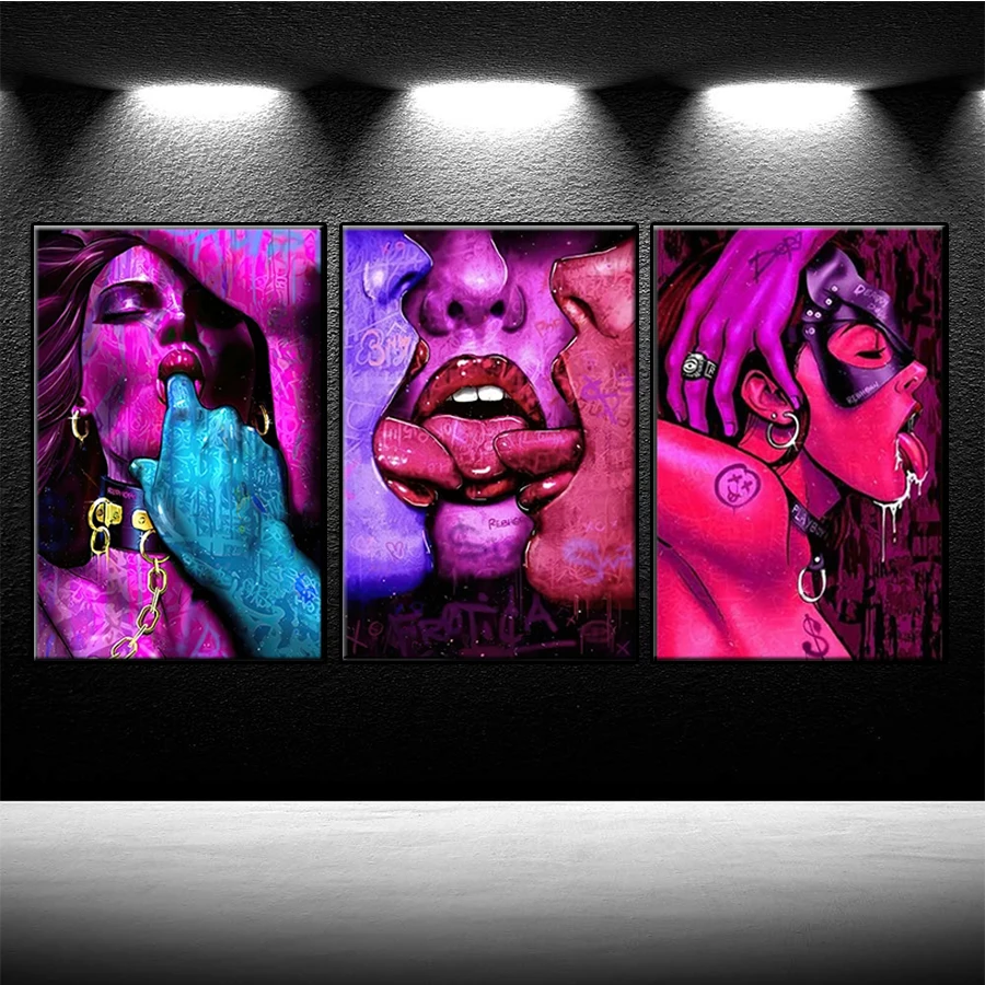 

New 5D Square Round Diamond Painting Modern Abstract Graffiti Art Sexy Women Diamond diy Embroidery Home Decoration Mosaicx3pcs