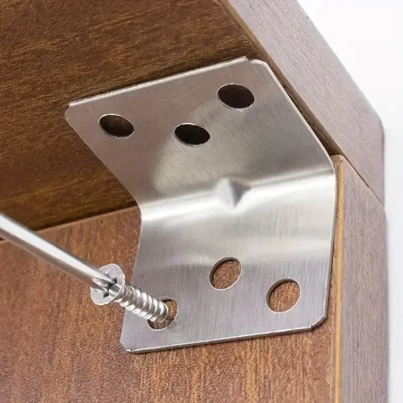Universal Stainless Steel Angle Bracket 90 Degree Right Angle Fixed Bracket for Wood Furniture Bedframe Cabinet Accessories