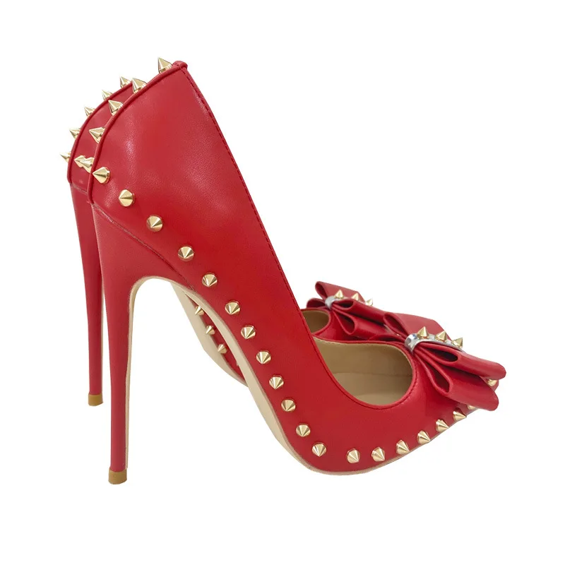 Bow Rivet High Heel Stiletto Shoes