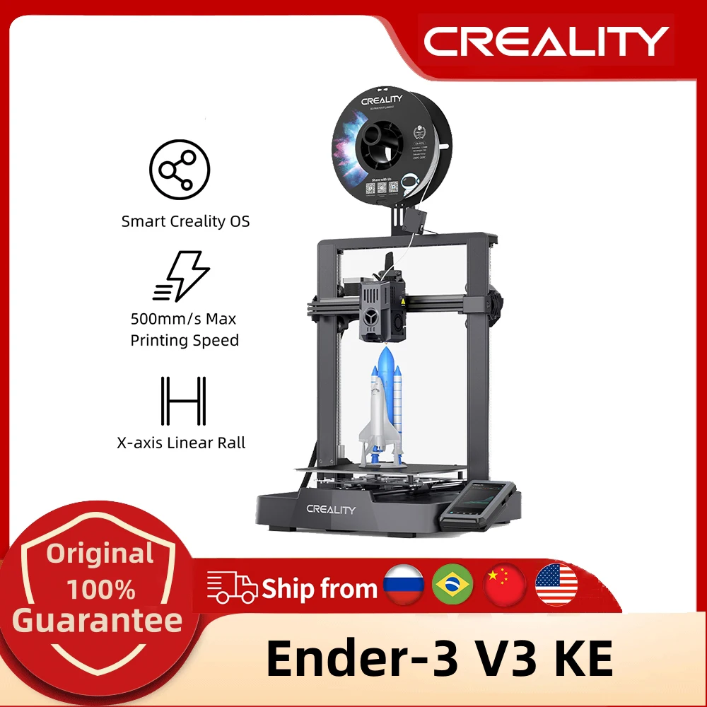 

Creality Ender-3 V3 KE 3D принтер 500 мм/с высокоскоростная печать, подключенная для интеллектуального управления, автоматическое выравнивание, линейная направляющая X-axis