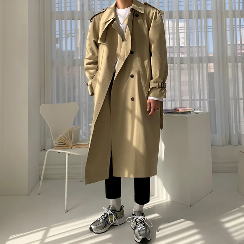 Trench Coat Men's Mid-length Autumn Coat Korean Version Trendy Handsome British Cape Loose Japanese Coat